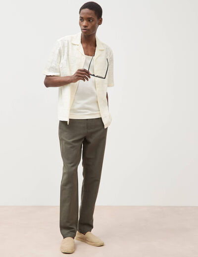 Chino coupe droite longueur 32 vert fonc&eacute; homme
