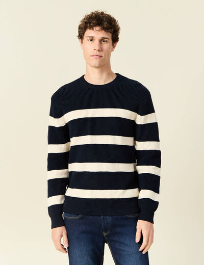 Pull manches longues bleu foncé homme