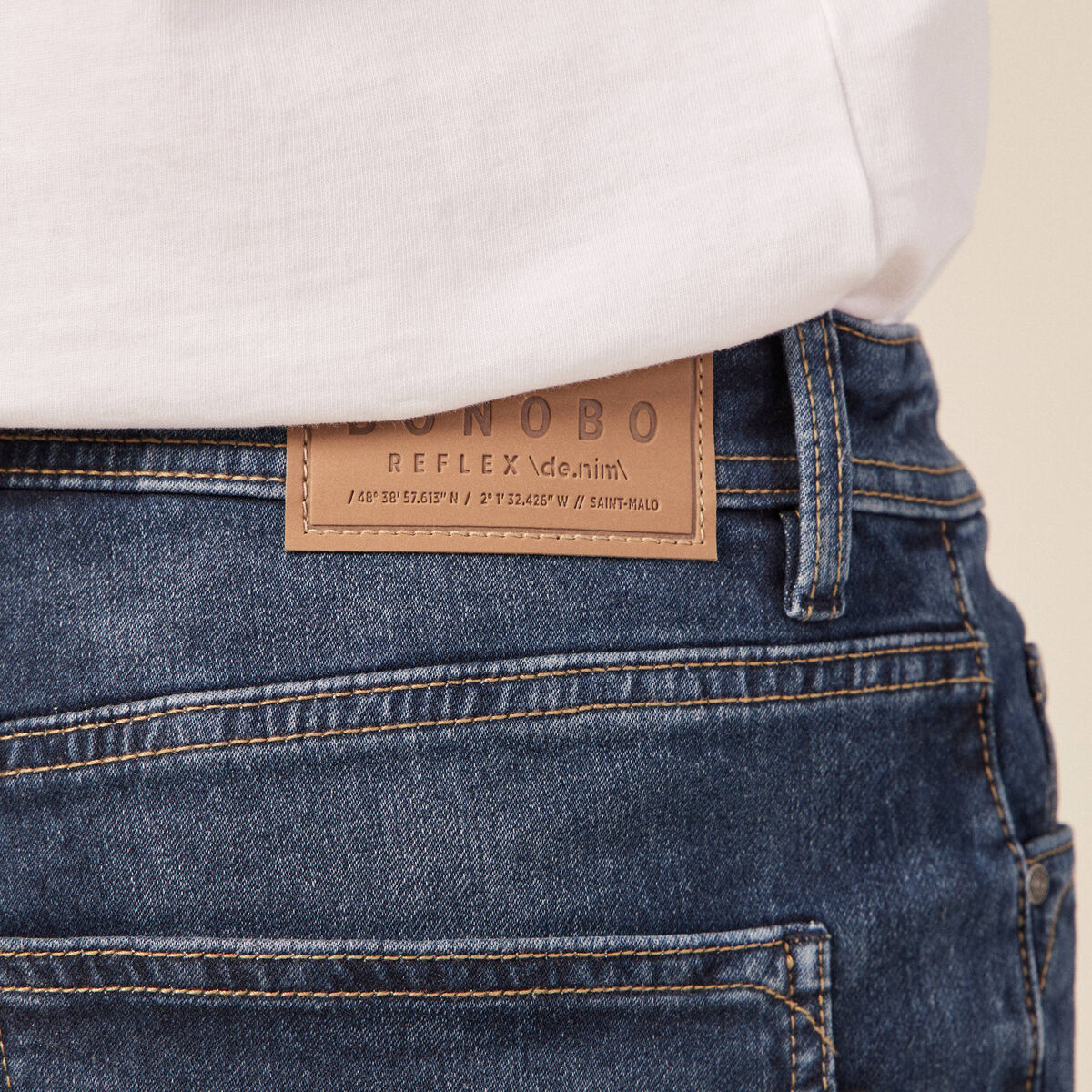 Bermuda confort ultra stretch denim brut homme
