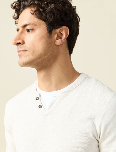 Pull manches longues ecru homme