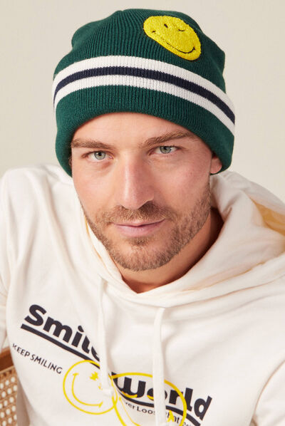 Bonnet SmileyWorld vert foncé homme