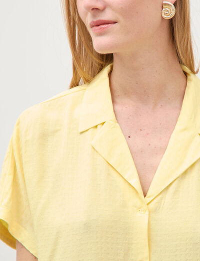 Chemise manches courtes jaune pastel femme