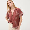 Chemise ample manches courtes marron cognac femme