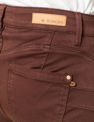Pantalon skinny push-up taille standard marron fonc&eacute; femme