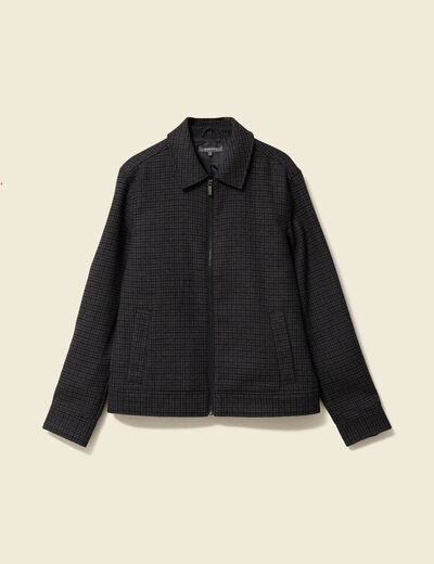 Veste oversize courte col classique gris fonc&eacute; homme