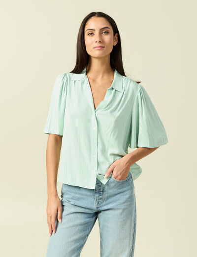 Chemise manches courtes vert pastel femme