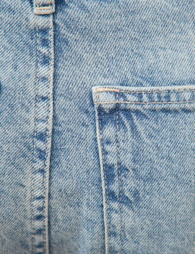 Jeans barrel taille haute 7/8&egrave;me denim bleach femme
