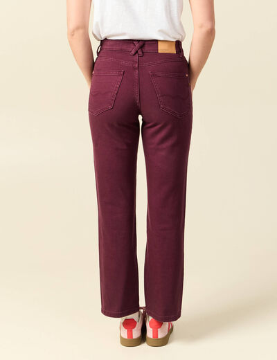 Jeans droit 7/8&egrave;me taille standard bordeaux femme