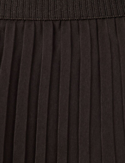 Jupe longue évasée plissée noir femme