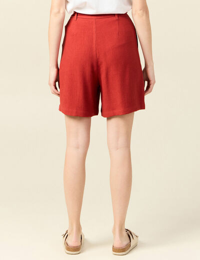 Short large taille haute rouge foncé femme