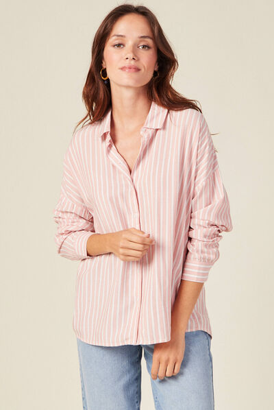 Chemise manches longues rouge clair femme