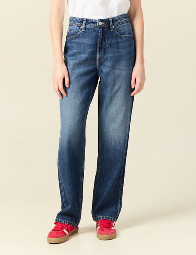 Jeans straight taille haute denim stone femme