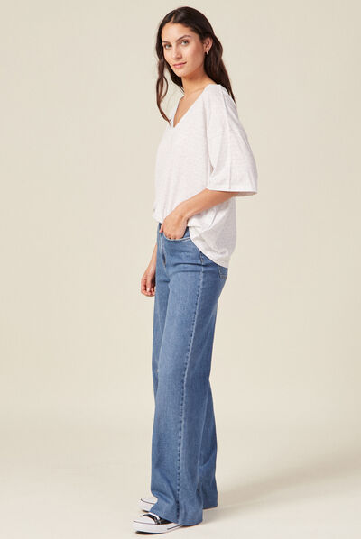T-shirt manches courtes ecru femme