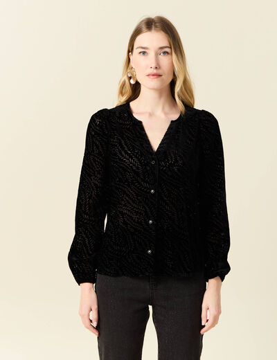 Chemise manches longues noir femme