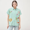Chemise ample en coton &agrave; broderie vert femme