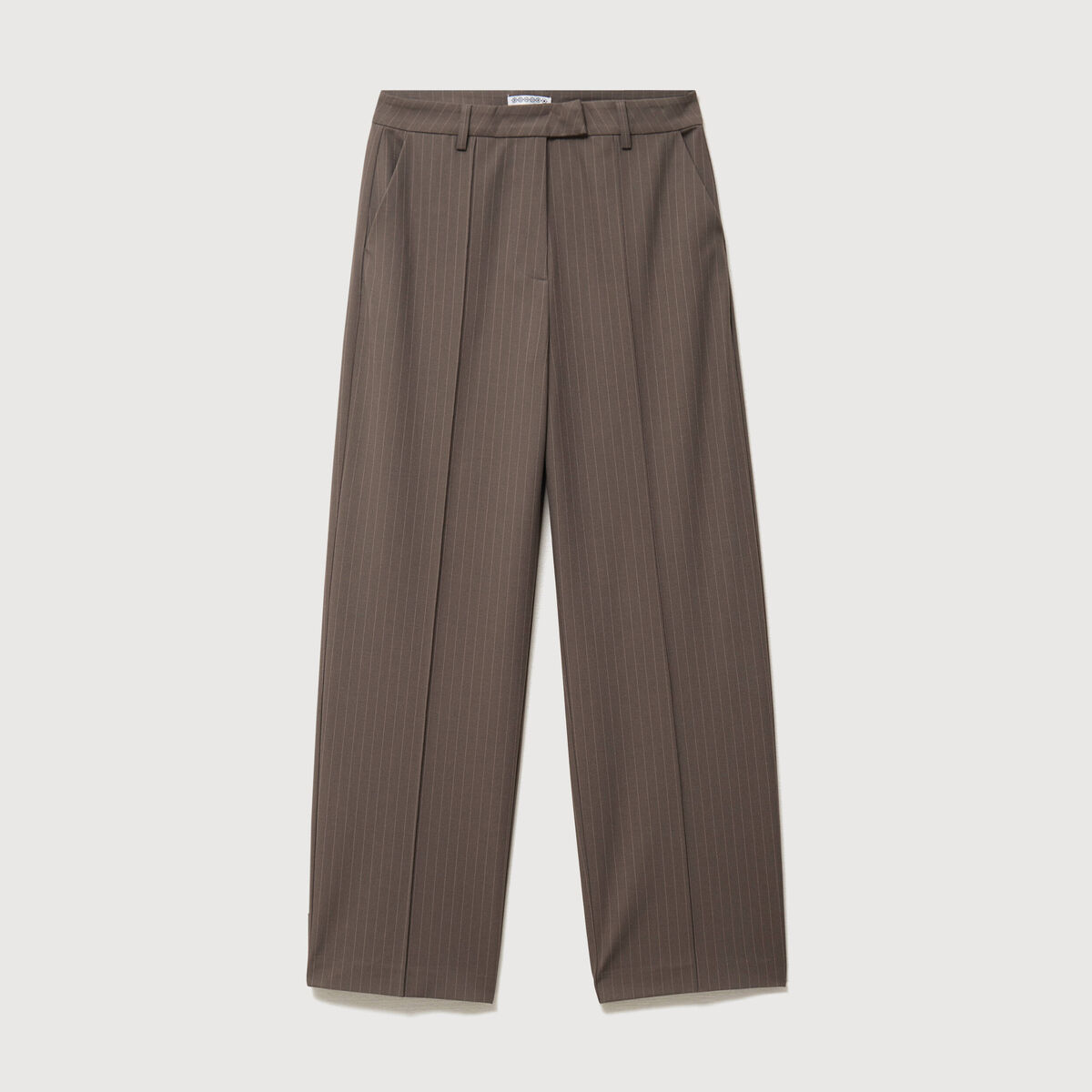 Pantalon droit taille haute taupe femme