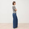 Polo ray&eacute; en coton manches courtes ecru femme