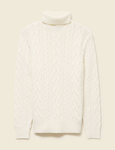 Tricot col montant ecru homme