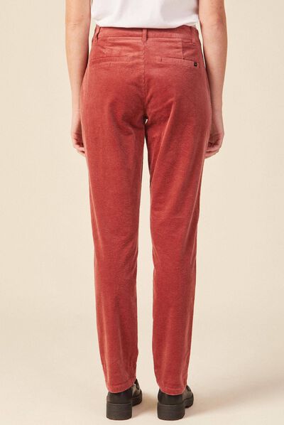Pantalon chino velours côtelé vieux rose femme