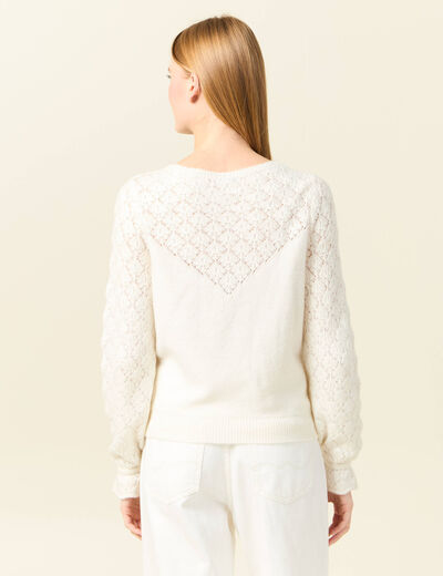 Pull manches longues ecru femme