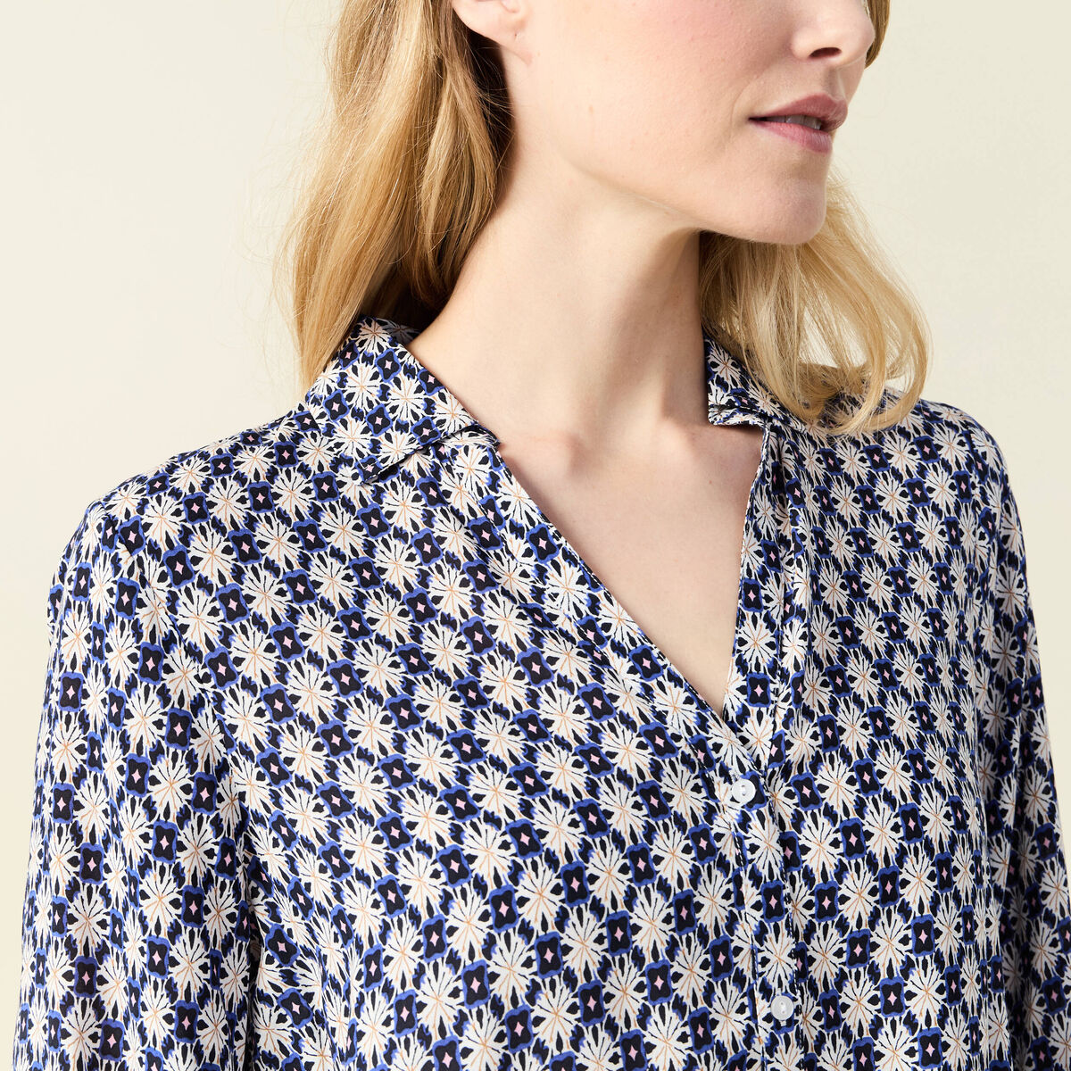 Blouse manches longues bleu femme