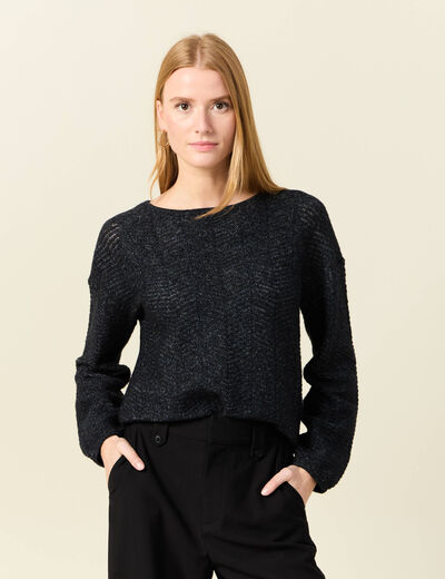 Pull manches longues bleu marine femme