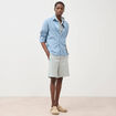 Polo manches courtes col cubain gris clair homme