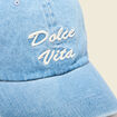 Casquette brod&eacute;e en jean denim bleach femme
