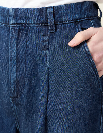 Jeans large à pinces denim brut femme