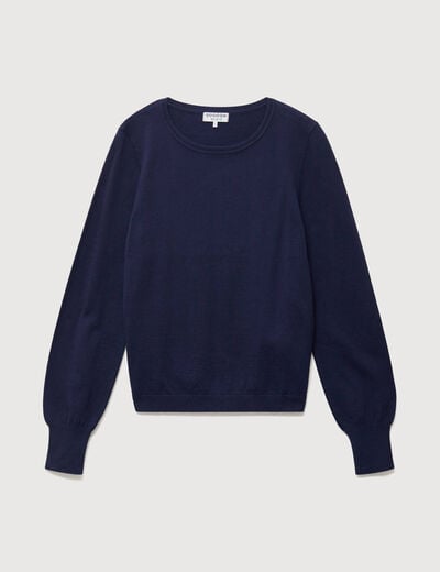 Pull manches longues bleu marine femme