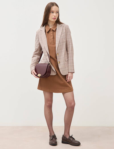 Robe manches courtes marron femme