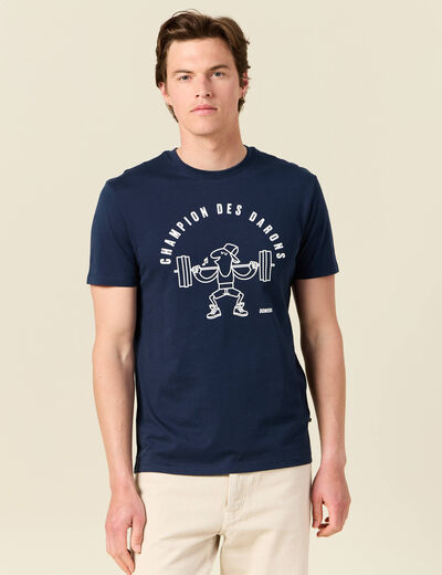 T-shirt manches courtes bleu marine homme