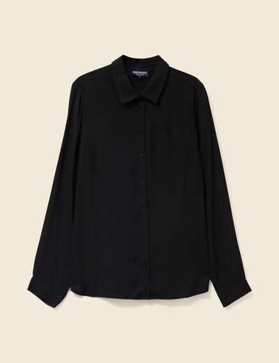 Chemise manches longues fluide noir femme