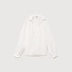 Chemise droite col rond manches longues ecru femme