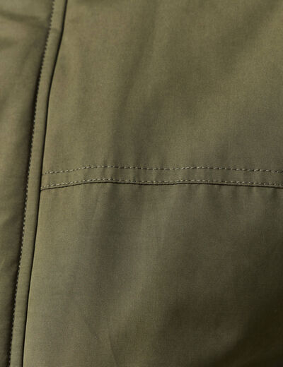 Parka droite courte &agrave; capuche vert kaki homme
