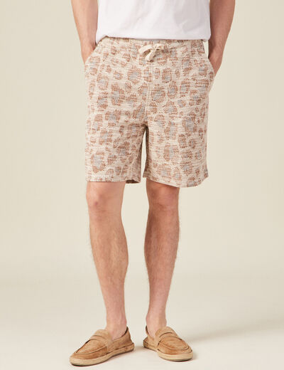 Bermuda droit taille nouée beige homme
