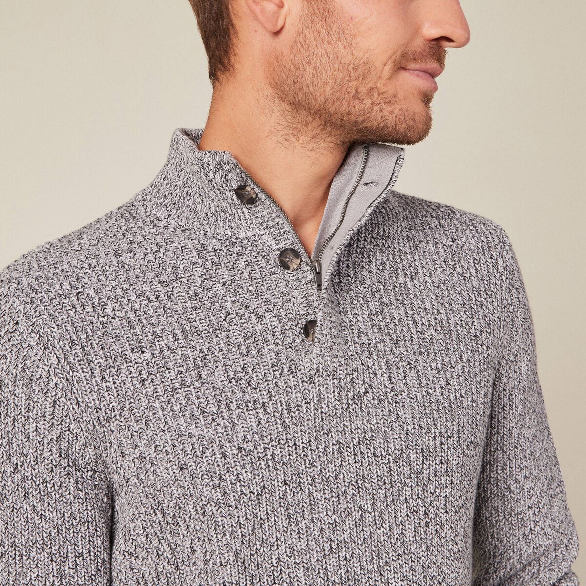 Pull manches longues gris foncé homme