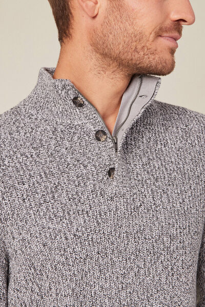 Pull manches longues gris foncé homme