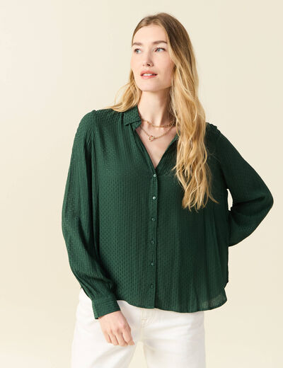 Chemise manches longues vert foncé femme