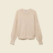 Pull col rond manches longues beige femme