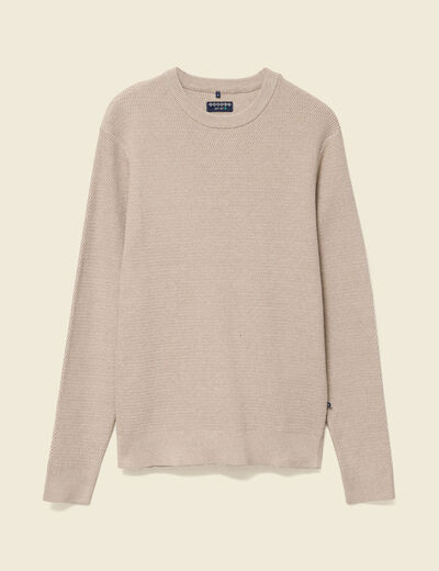 Pull droit manches longues sable homme