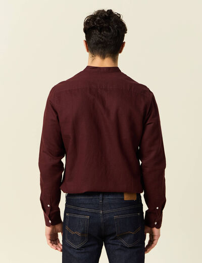 Chemise manches longues bordeaux homme