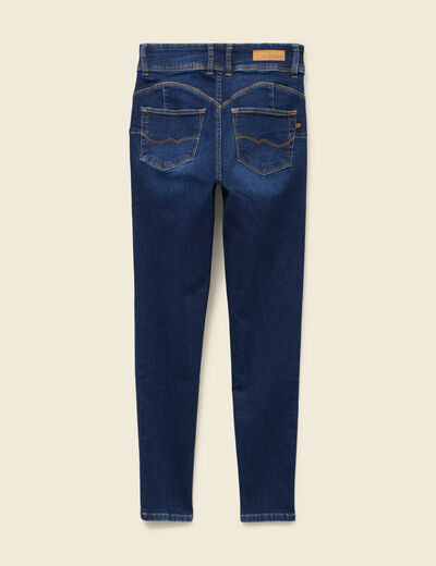 Jeans skinny 7/8&egrave;me taille haute denim brut femme
