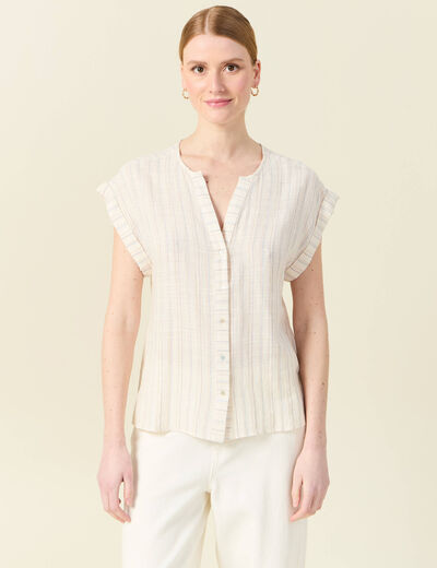 Chemise manches courtes creme femme