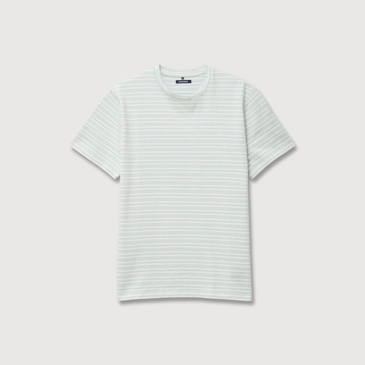 T-shirt ray&eacute; col rond manches courtes bleu gris homme