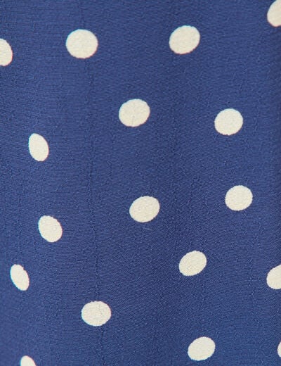Pantalon large taille haute bleu marine femme