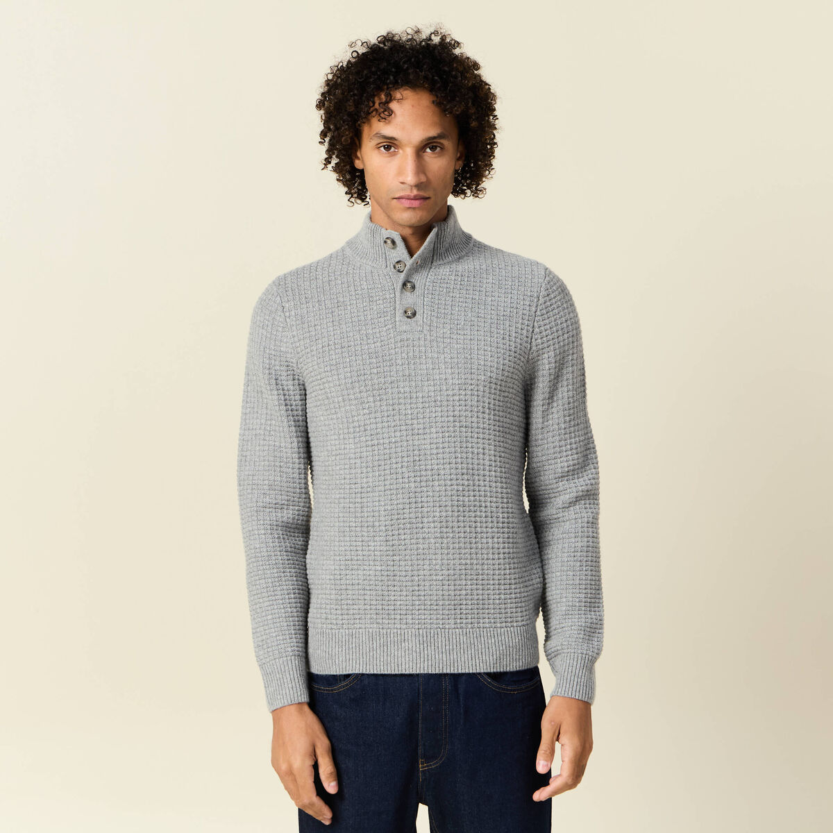 Pull manches longues gris homme