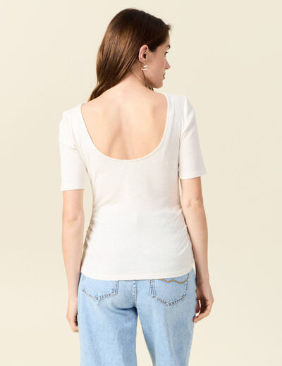 T-shirt manches courtes ecru femme