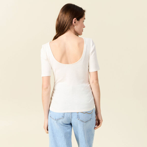 T-shirt manches courtes ecru femme