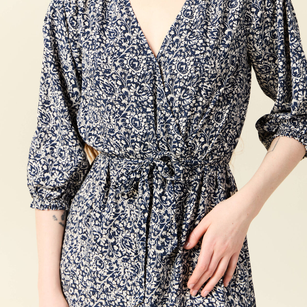 Robe longue trapèze bleu femme